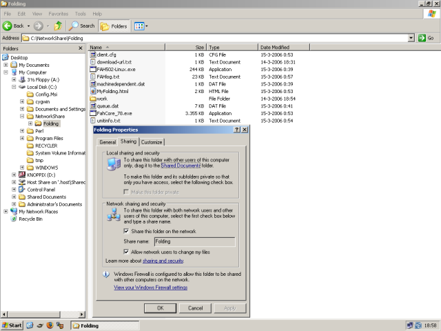 Folding Networkshare on WinXP