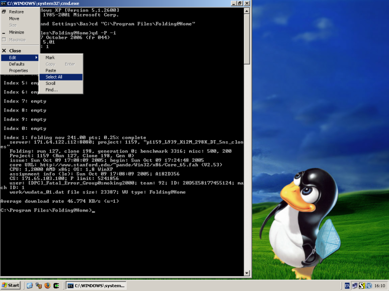 Windows XP DOS Prompt Edit Menu